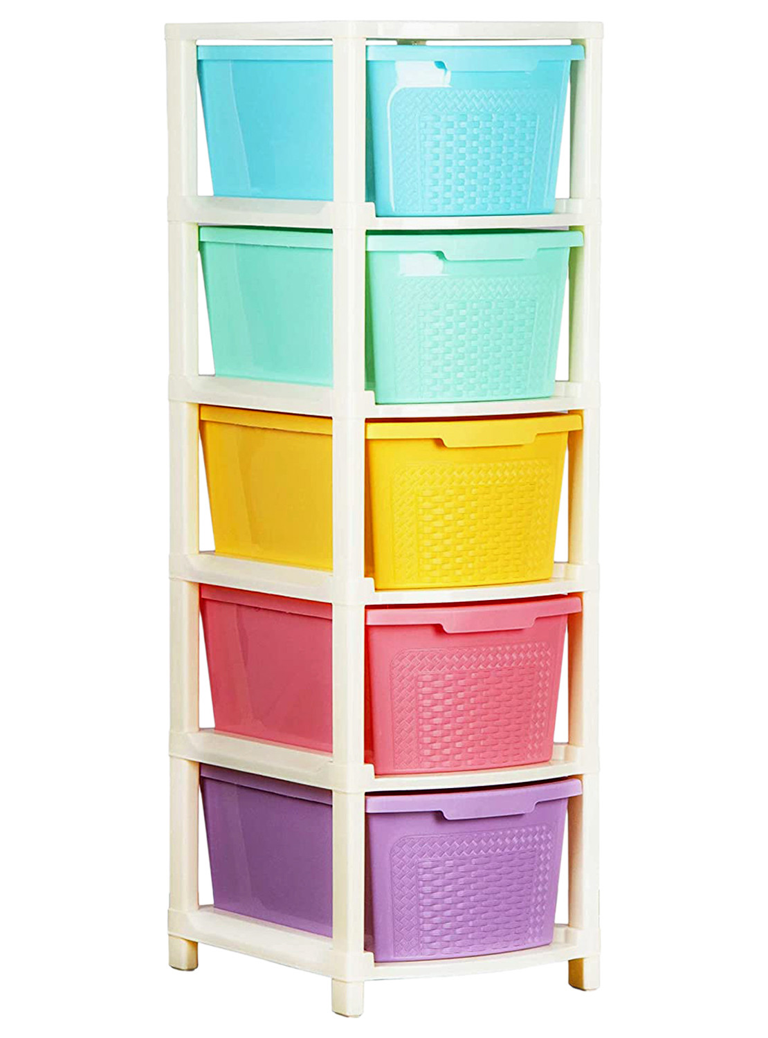 Kuber Industries Multiuses Plastic Modular 5 Drawer Storage Rack (Multicolour)