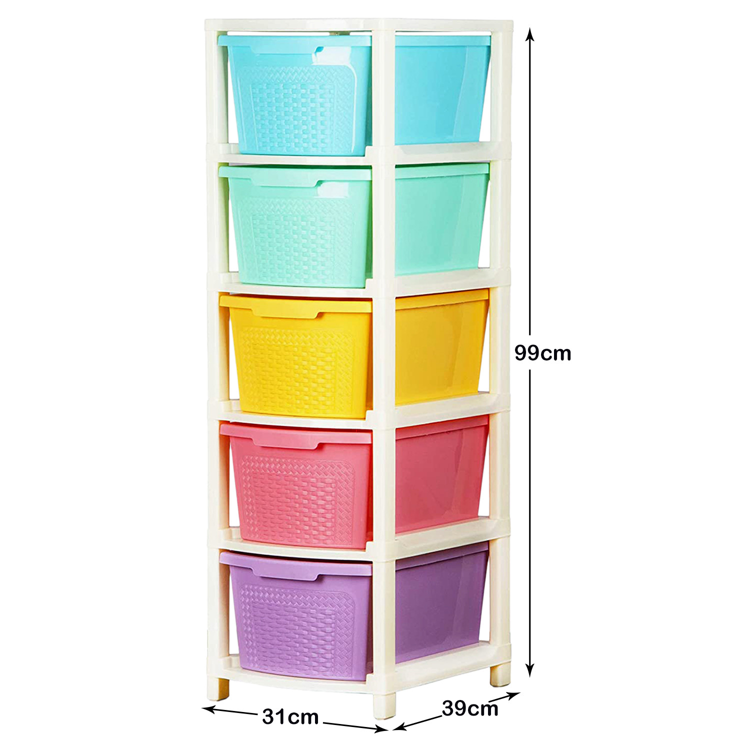 Kuber Industries Multiuses Plastic Modular 5 Drawer Storage Rack (Multicolour)