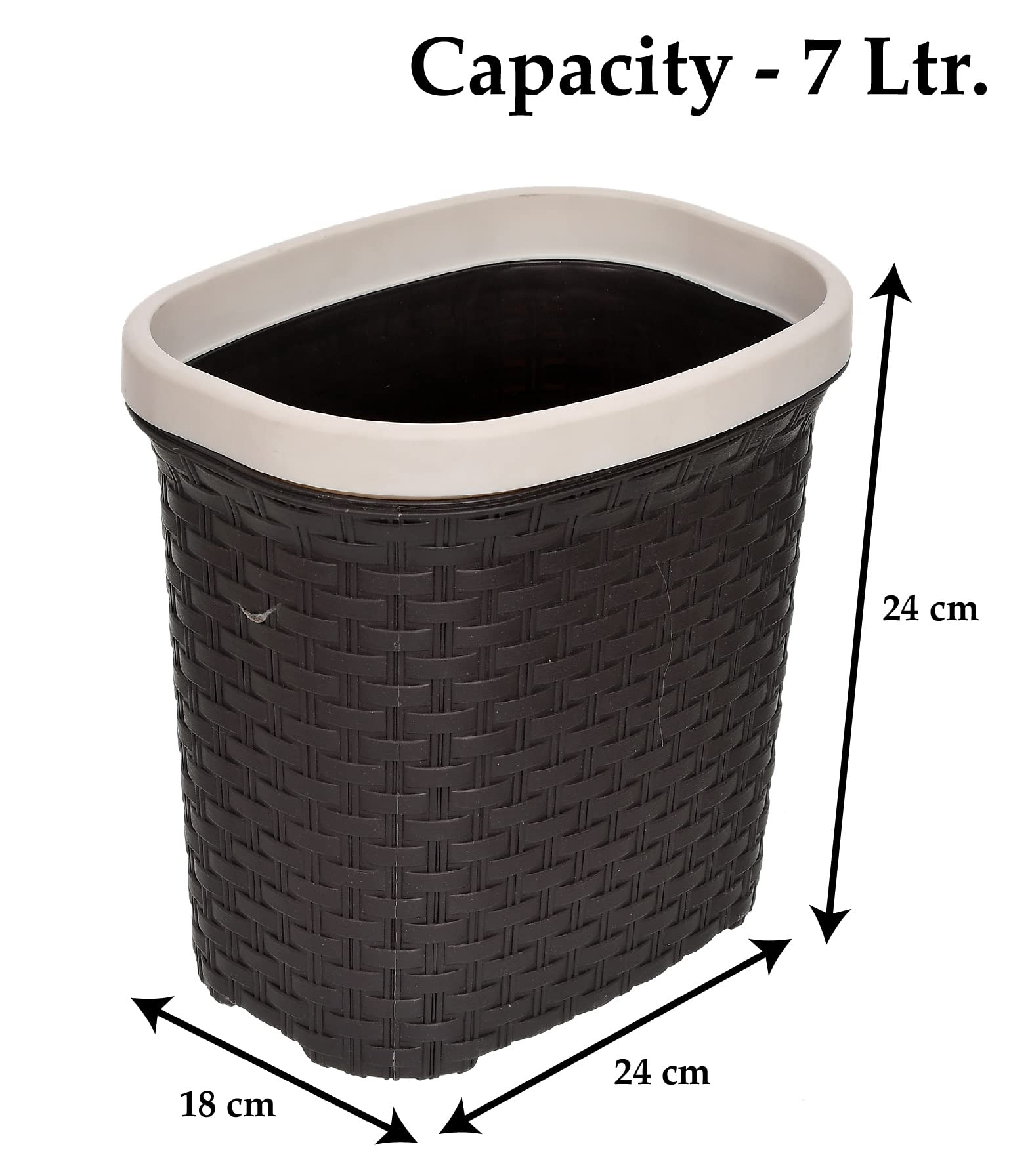 Kuber Industries Multiuses Plastic Open Dustbin For Home Kitchen Office Bathroom  7 Litre Brown-47KM0716