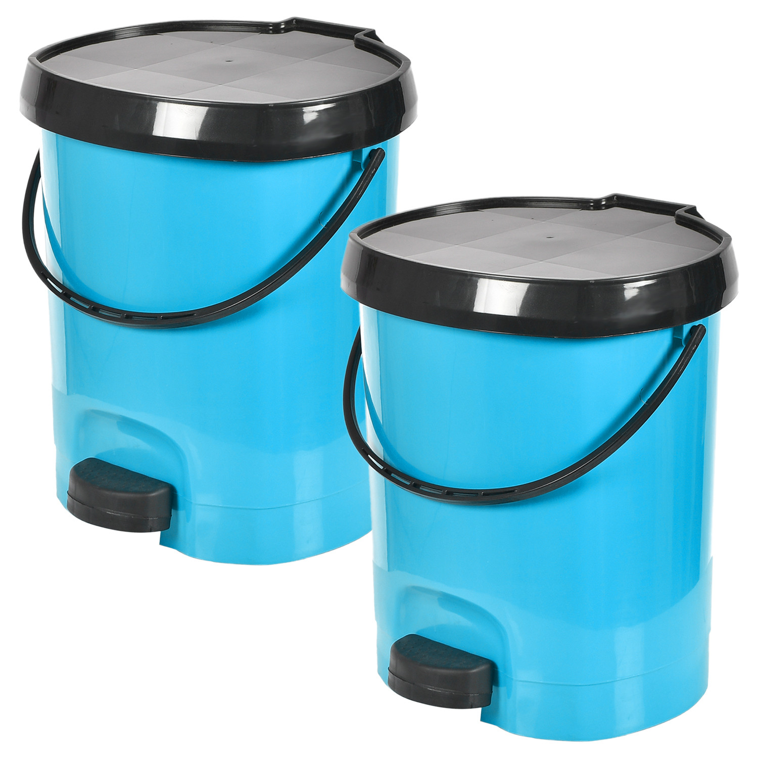 Kuber Industries Multiuses Plastic Pedal Dustbin, Waste Bin, Trash Can With Detachable Bucket, 10 Litre (Blue)-47KM0721