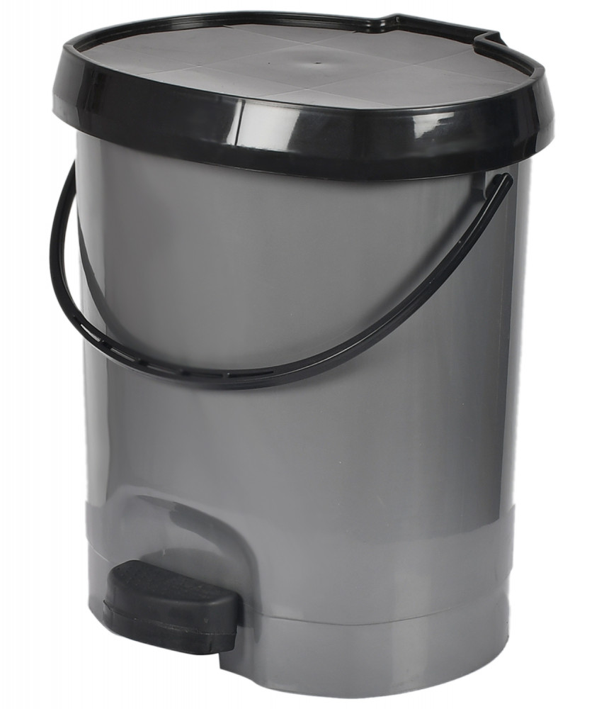 Kuber Industries Multiuses Plastic Pedal Dustbin, Waste Bin, Trash Can With Detachable Bucket, 10 Litre (Grey)-47KM0725