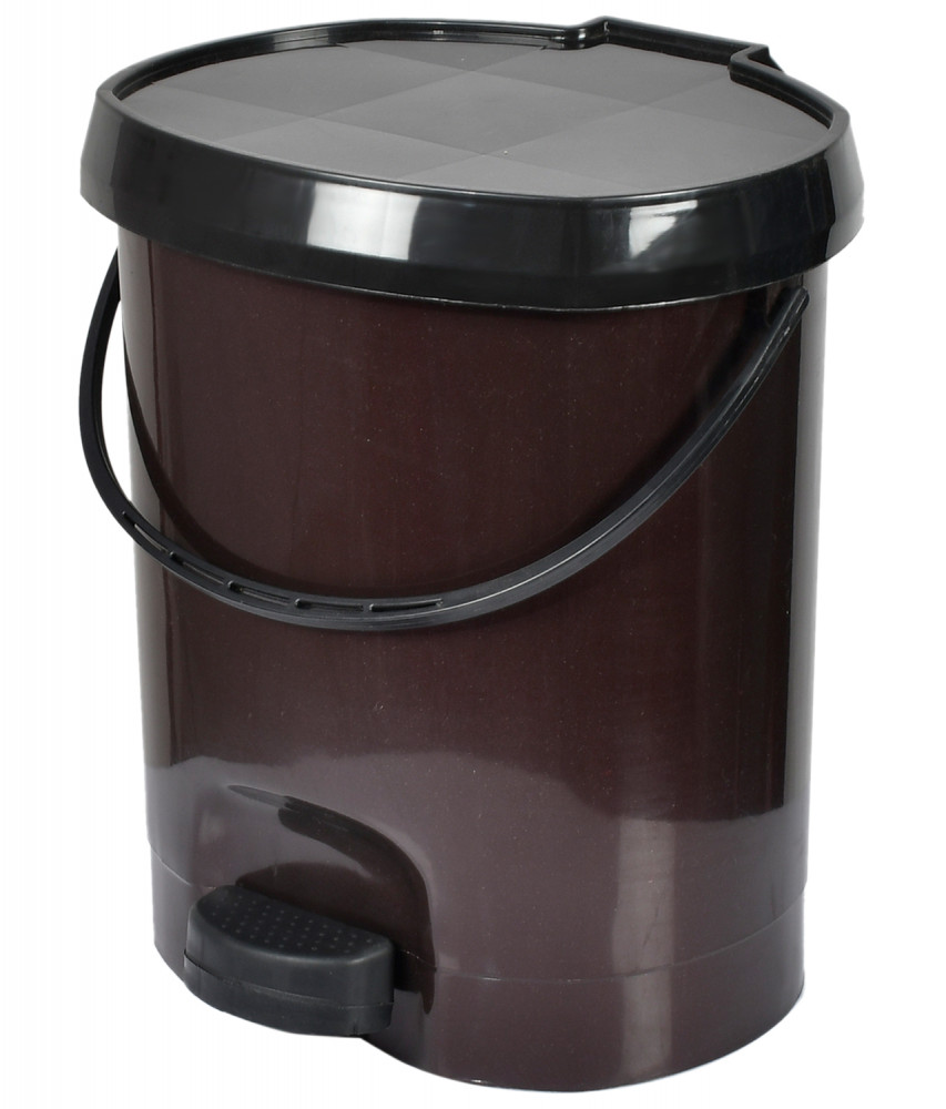 Kuber Industries Multiuses Plastic Pedal Dustbin, Waste Bin, Trash Can With Detachable Bucket, 10 Litre (Brown)-47KM0729