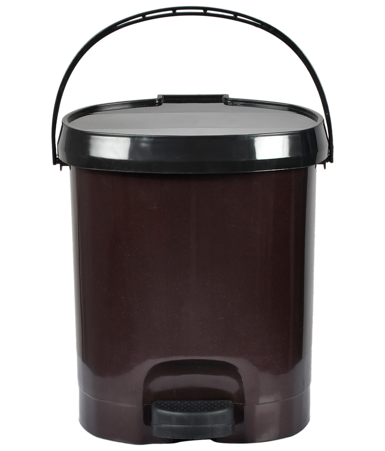Kuber Industries Multiuses Plastic Pedal Dustbin, Waste Bin, Trash Can With Detachable Bucket, 10 Litre (Brown)-47KM0729