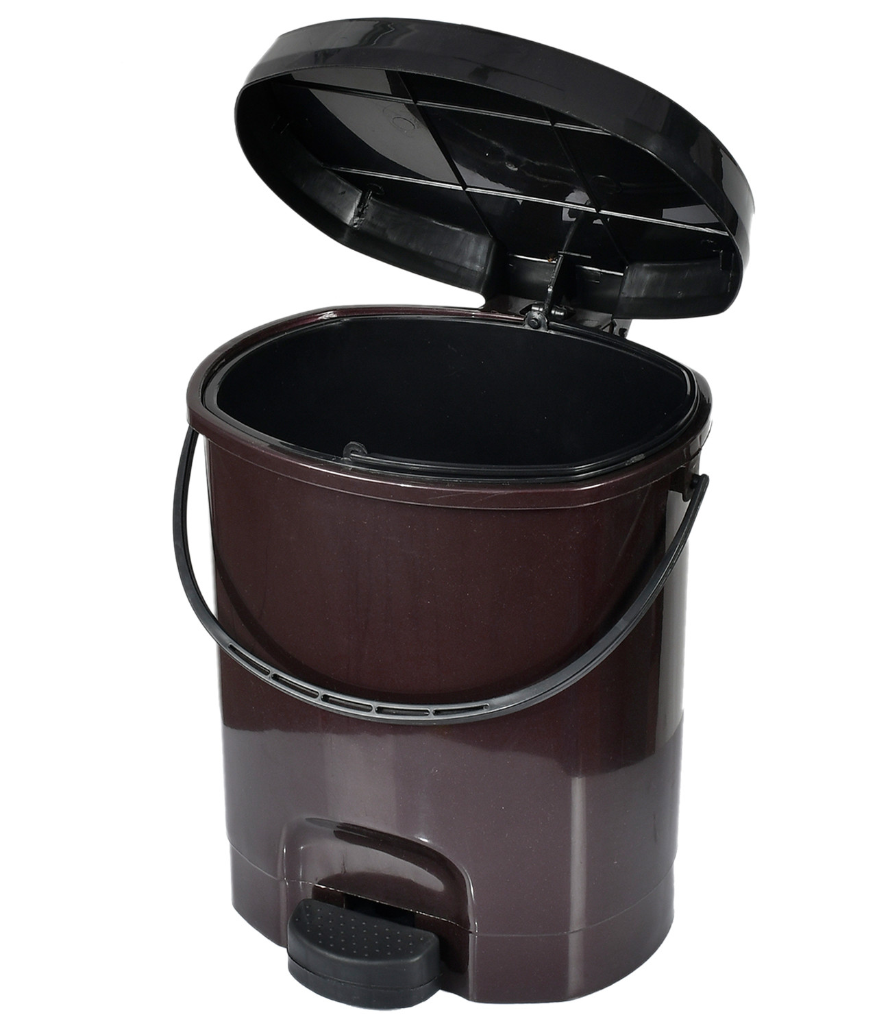 Kuber Industries Multiuses Plastic Pedal Dustbin, Waste Bin, Trash Can With Detachable Bucket, 10 Litre (Brown)-47KM0729