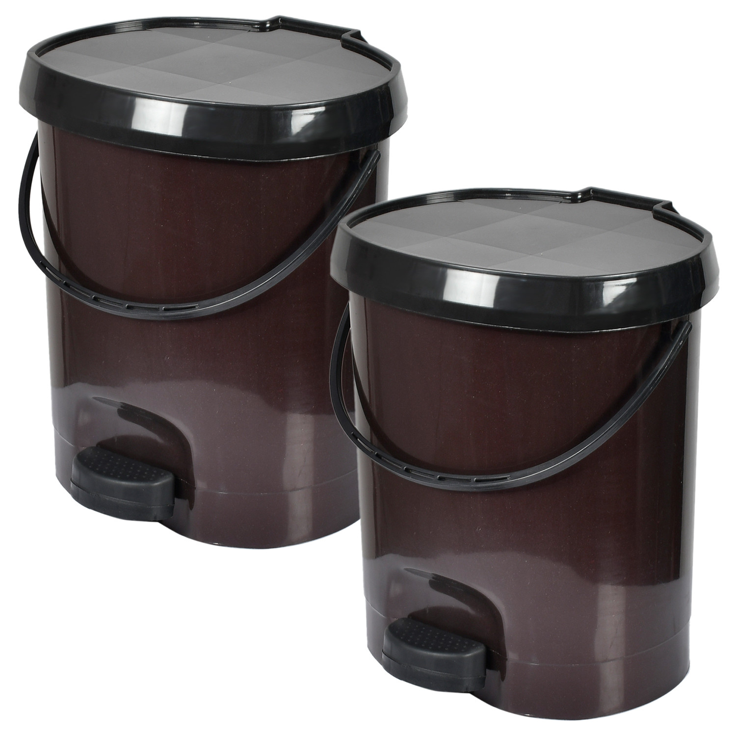 Kuber Industries Multiuses Plastic Pedal Dustbin, Waste Bin, Trash Can With Detachable Bucket, 10 Litre (Brown)-47KM0729