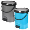 Kuber Industries Multiuses Plastic Pedal Dustbin, Waste Bin, Trash Can With Detachable Bucket, 10 Litre- Pack of 2 (Blue &amp; Grey)-47KM0733
