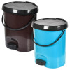 Kuber Industries Multiuses Plastic Pedal Dustbin, Waste Bin, Trash Can With Detachable Bucket, 10 Litre- Pack of 2 (Blue &amp; Brown)-47KM0737