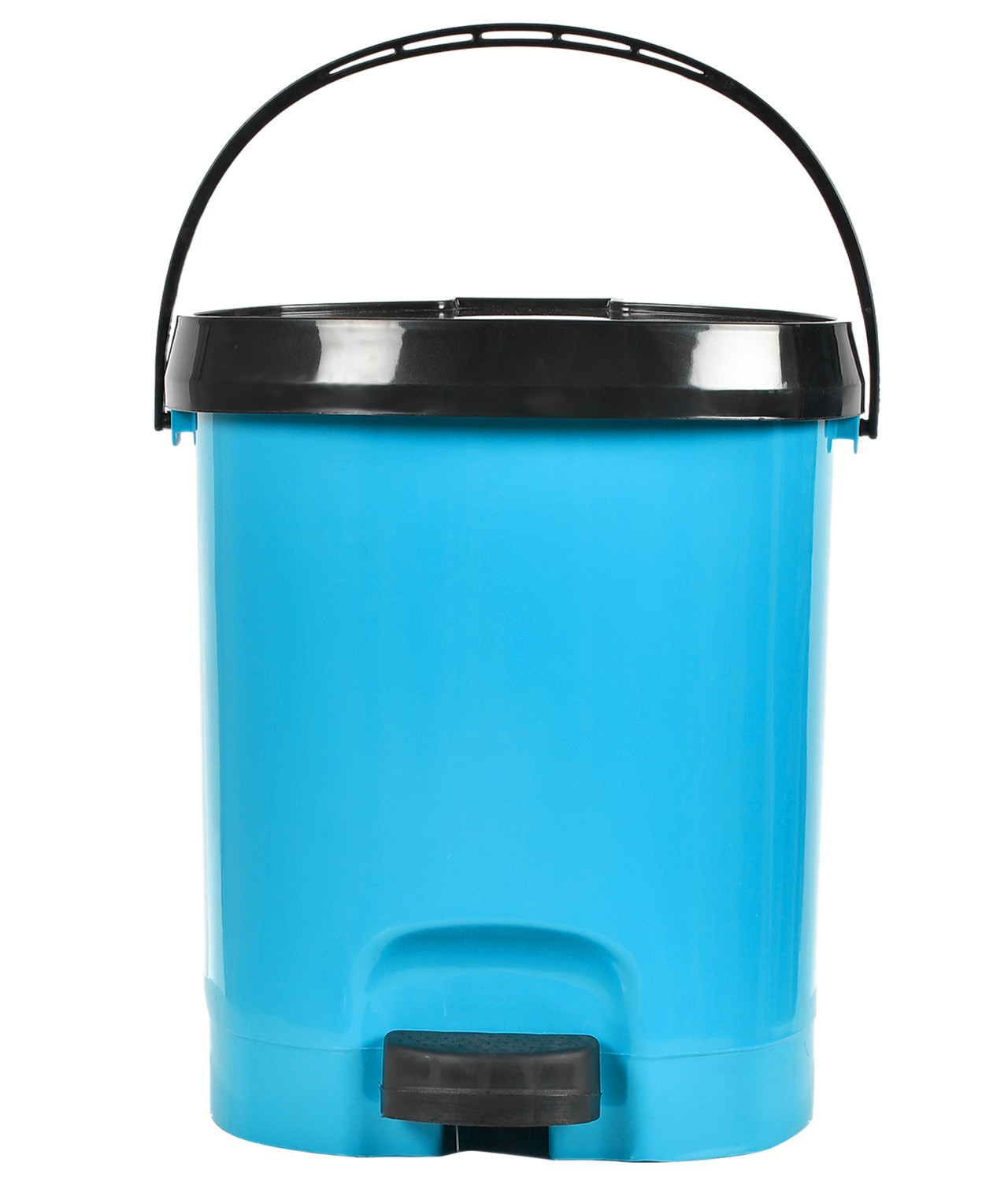 Kuber Industries Multiuses Plastic Pedal Dustbin, Waste Bin, Trash Can With Detachable Bucket, 10 Litre- Pack of 2 (Blue & Brown)-47KM0737
