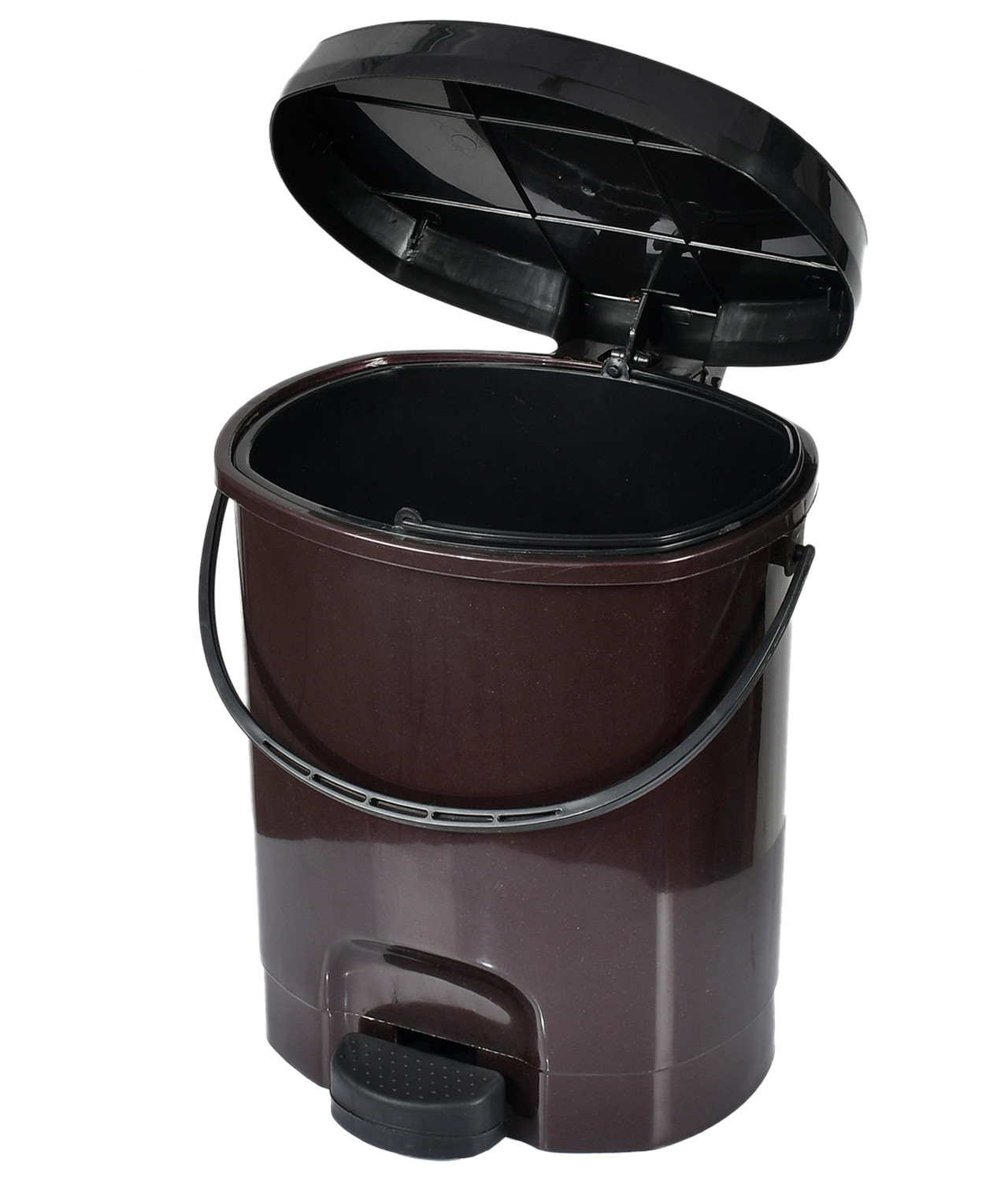 Kuber Industries Multiuses Plastic Pedal Dustbin, Waste Bin, Trash Can With Detachable Bucket, 10 Litre- Pack of 2 (Blue & Brown)-47KM0737