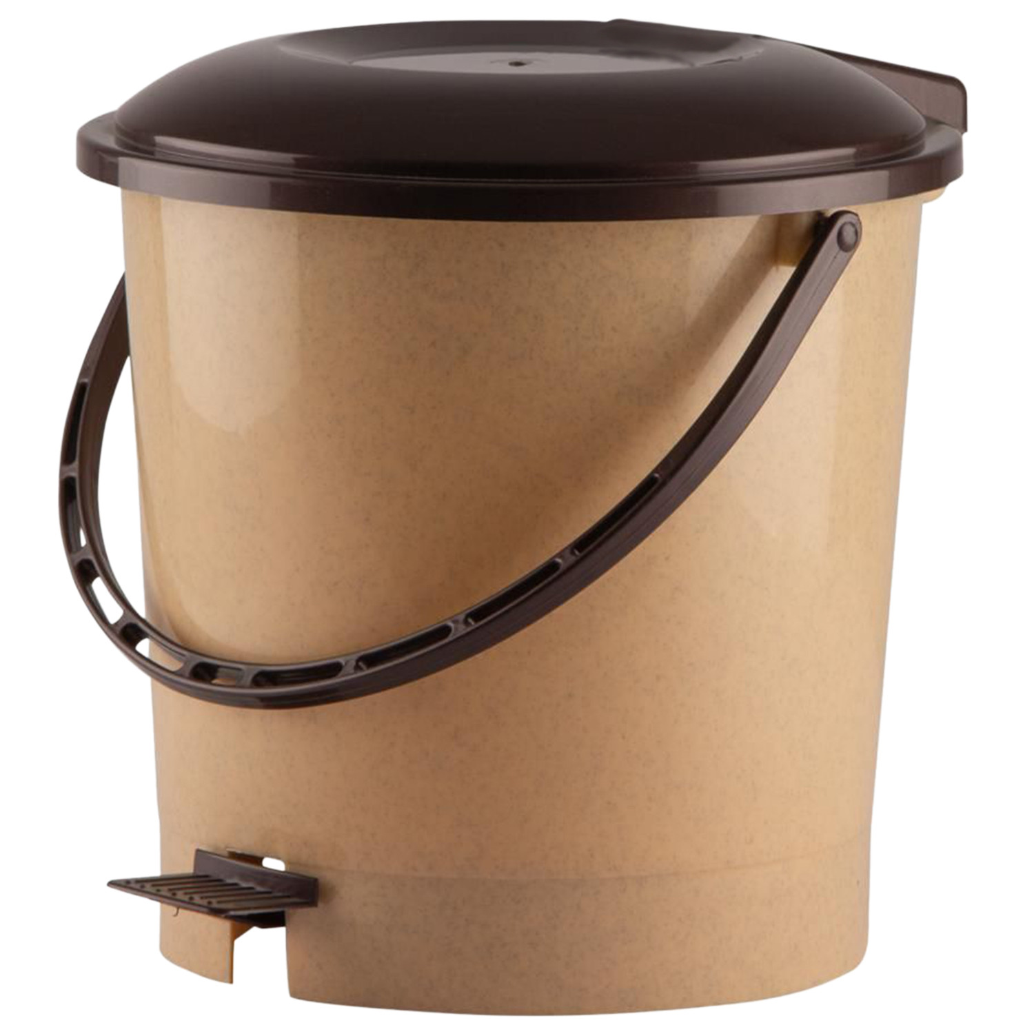 Kuber Industries Multiuses Plastic Pedal Dustbin, Waste Bin, Trash Can With Handle, 7 Litre- Pack of 2 (Grey & Peach)-47KM0757