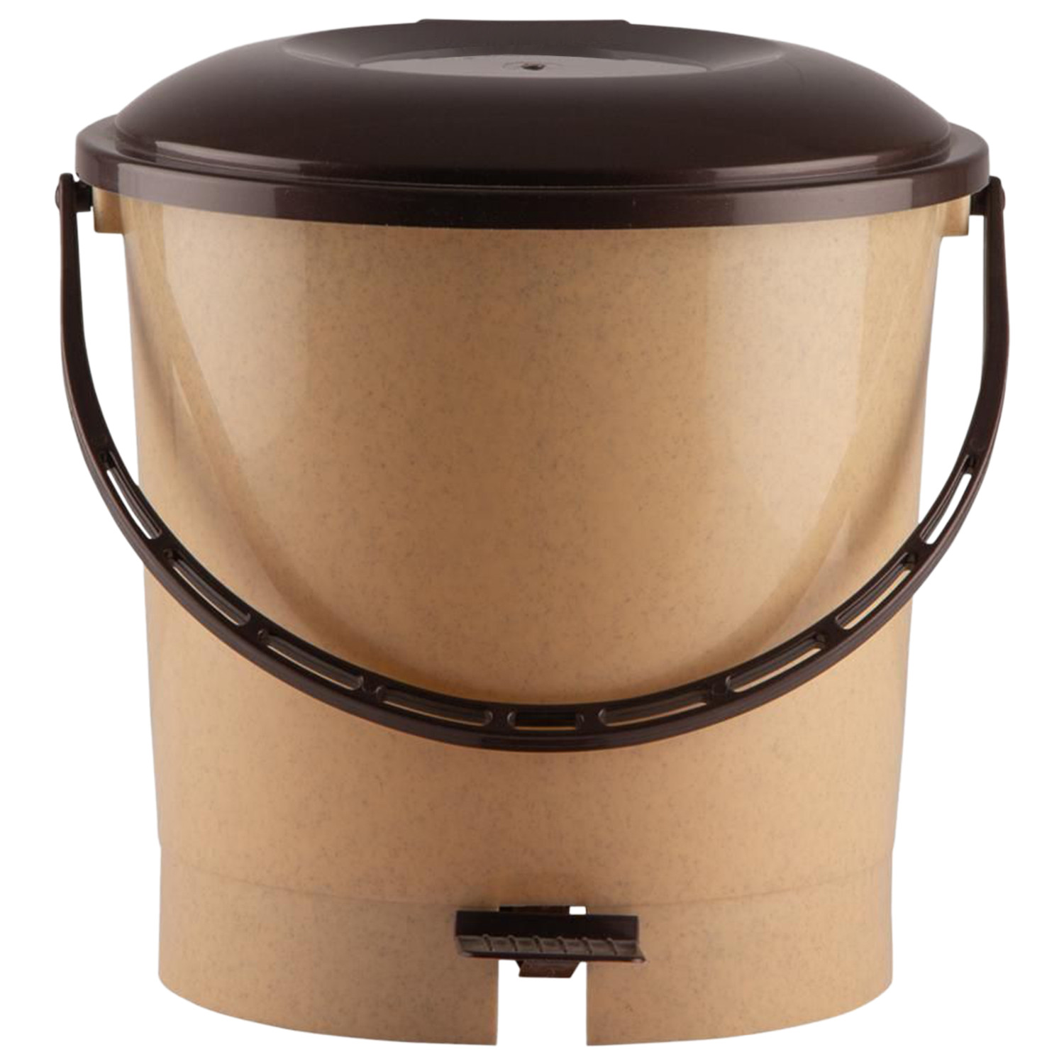 Kuber Industries Multiuses Plastic Pedal Dustbin, Waste Bin, Trash Can With Handle, 7 Litre (Brown)-47KM0749