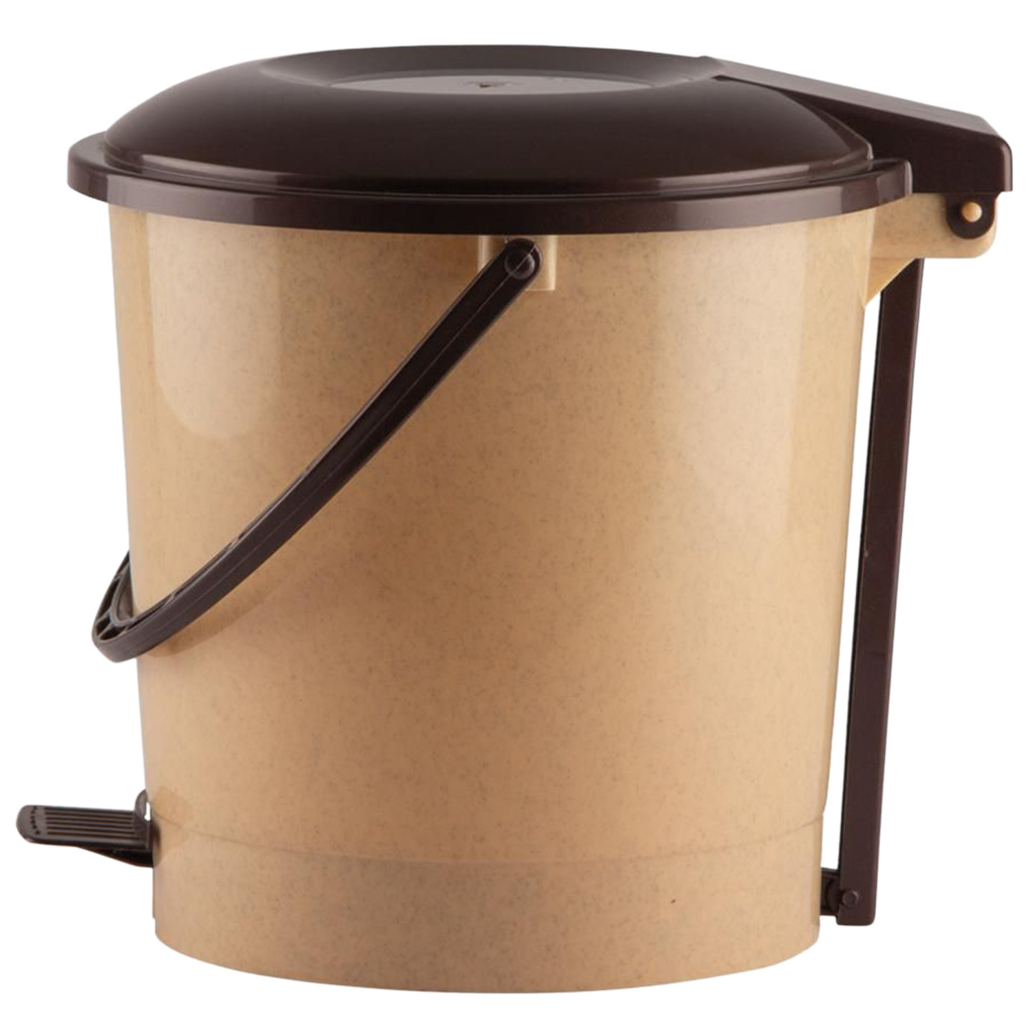 Kuber Industries Multiuses Plastic Pedal Dustbin, Waste Bin, Trash Can With Handle, 7 Litre (Brown)-47KM0749