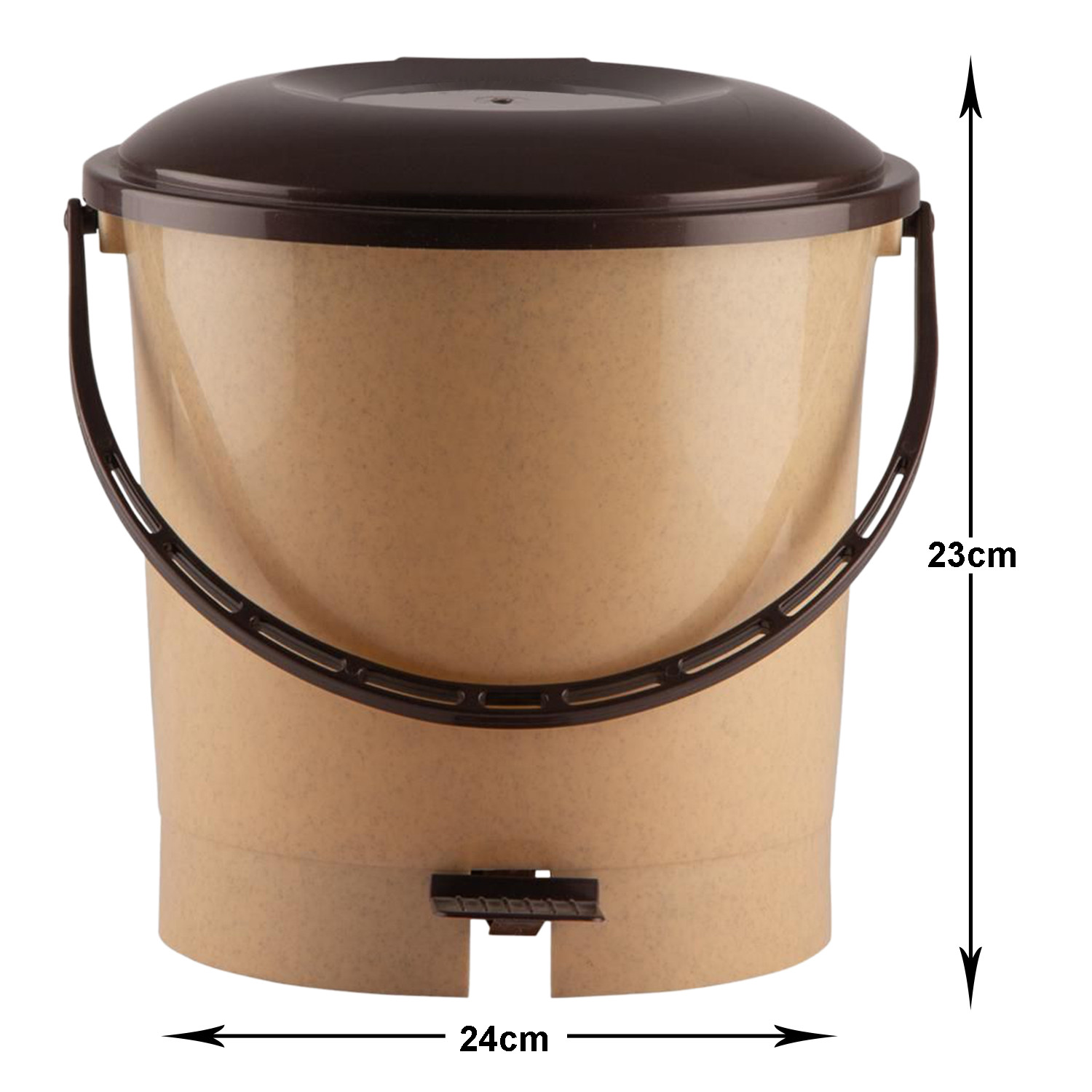 Kuber Industries Multiuses Plastic Pedal Dustbin, Waste Bin, Trash Can With Handle, 7 Litre (Brown)-47KM0749