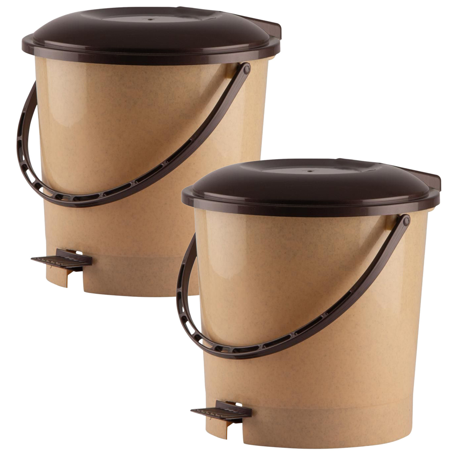 Kuber Industries Multiuses Plastic Pedal Dustbin, Waste Bin, Trash Can With Handle, 7 Litre (Brown)-47KM0749
