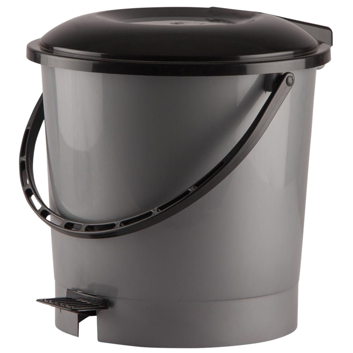Kuber Industries Multiuses Plastic Pedal Dustbin, Waste Bin, Trash Can With Handle, 7 Litre (Grey)-47KM0753