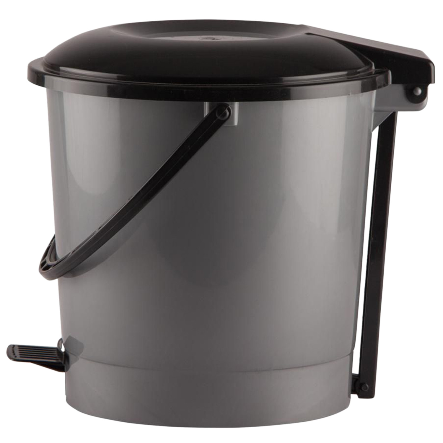 Kuber Industries Multiuses Plastic Pedal Dustbin, Waste Bin, Trash Can With Handle, 7 Litre (Grey)-47KM0753