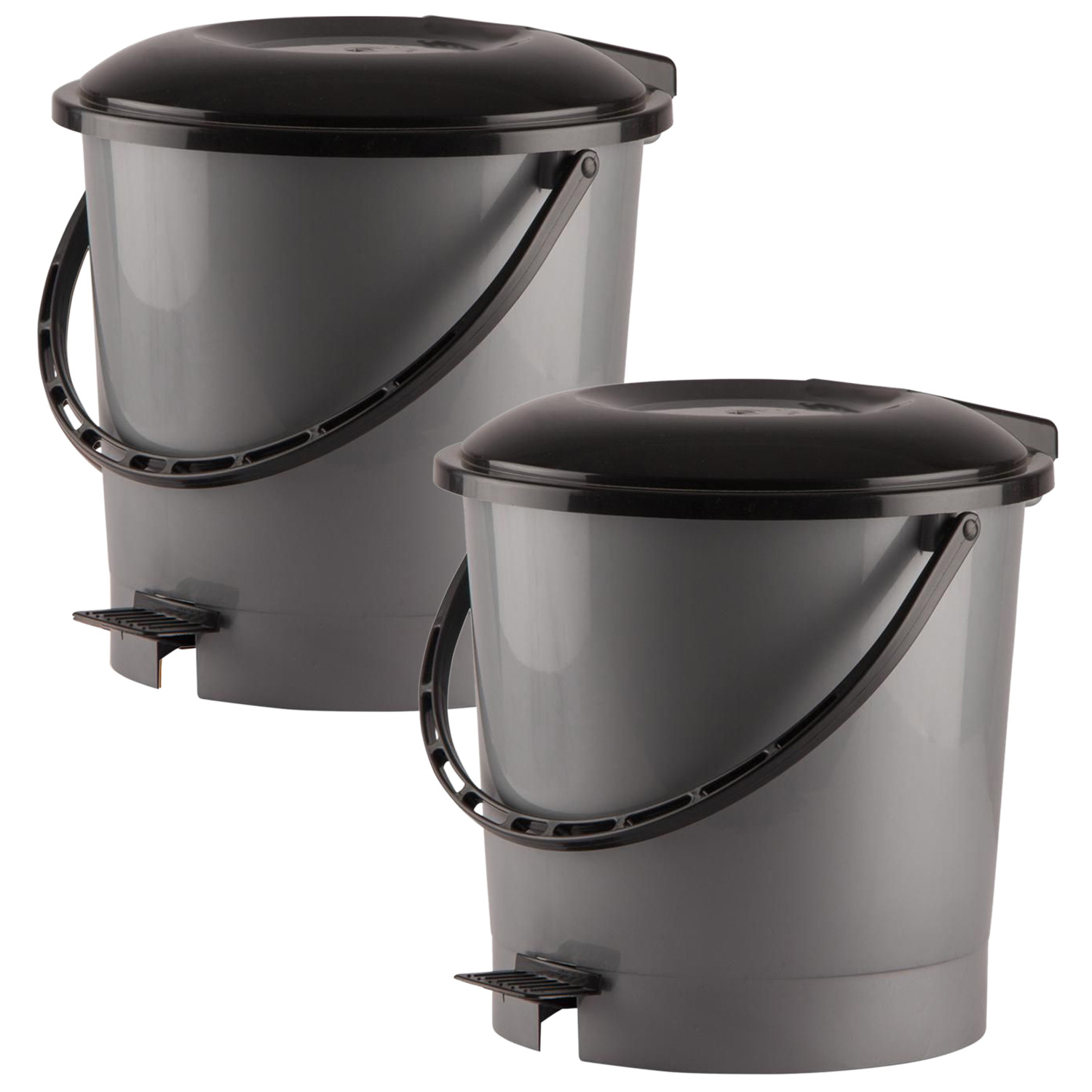 Kuber Industries Multiuses Plastic Pedal Dustbin, Waste Bin, Trash Can With Handle, 7 Litre (Grey)-47KM0753