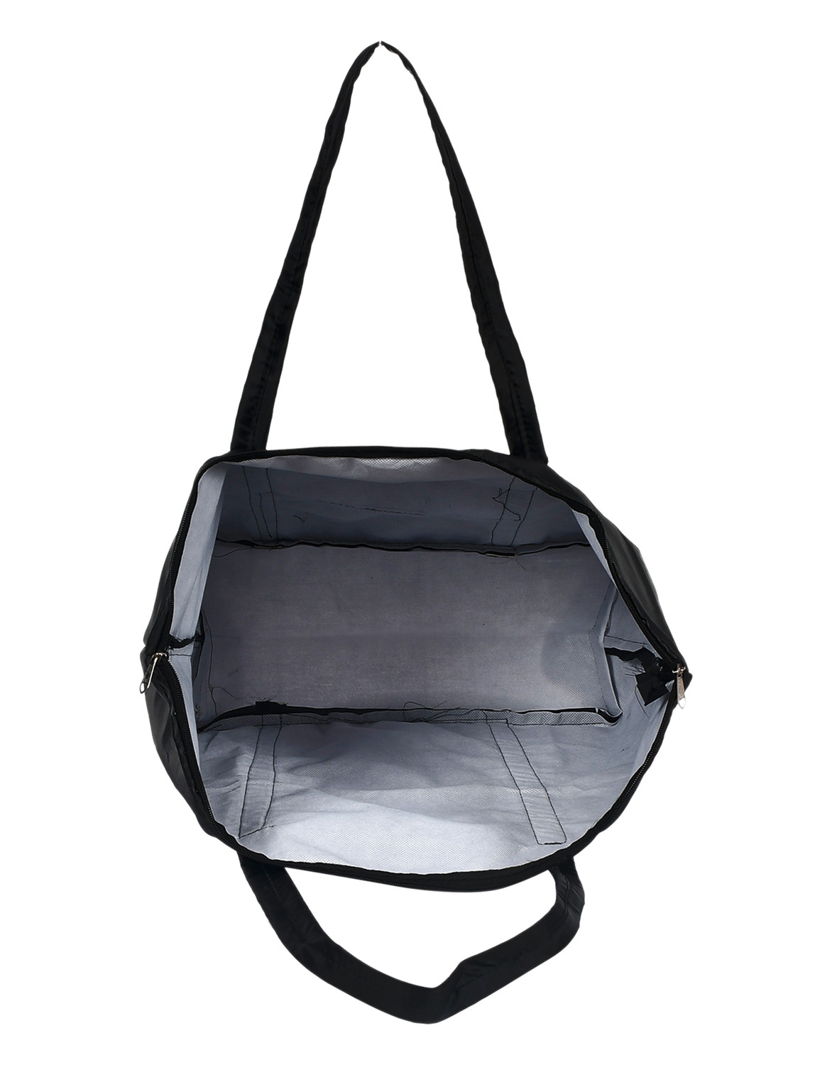 Kuber Industries Multiuses Polyster Storage Bag Shopping Bag Tote Bag Cloth Bag With 1 Small Pocket  Handle Black-47KM01249