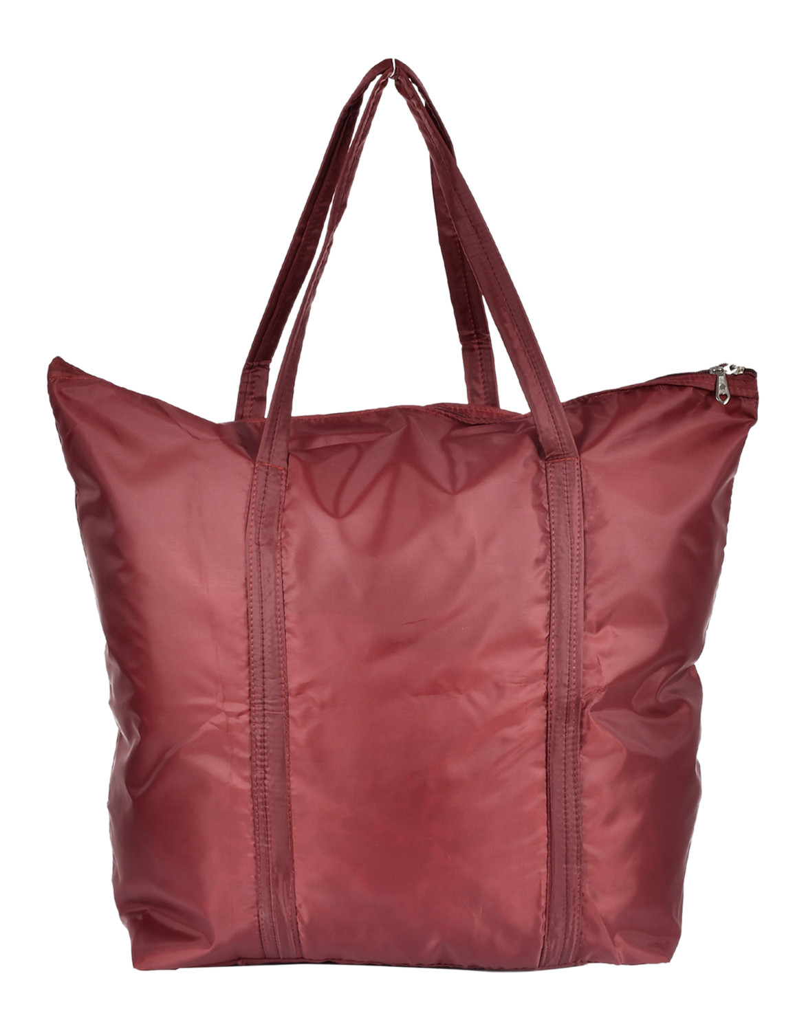 Kuber Industries Multiuses Polyster Storage Bag, Shopping Bag, Tote Bag, Cloth Bag With 1 Small Pocket & Handle (Maroon)-47KM01255