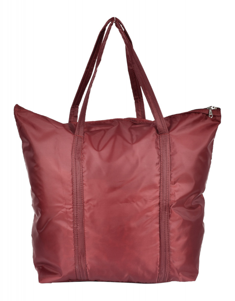 Kuber Industries Multiuses Polyster Storage Bag, Shopping Bag, Tote Bag, Cloth Bag With 1 Small Pocket &amp; Handle (Maroon)-47KM01255