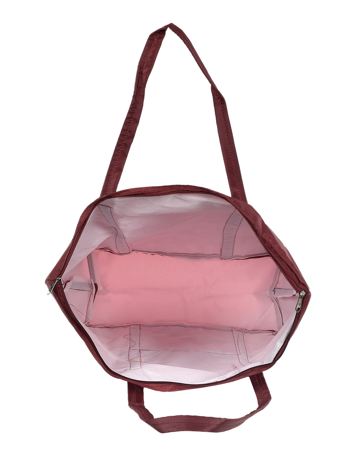 Kuber Industries Multiuses Polyster Storage Bag, Shopping Bag, Tote Bag, Cloth Bag With 1 Small Pocket & Handle (Maroon)-47KM01255