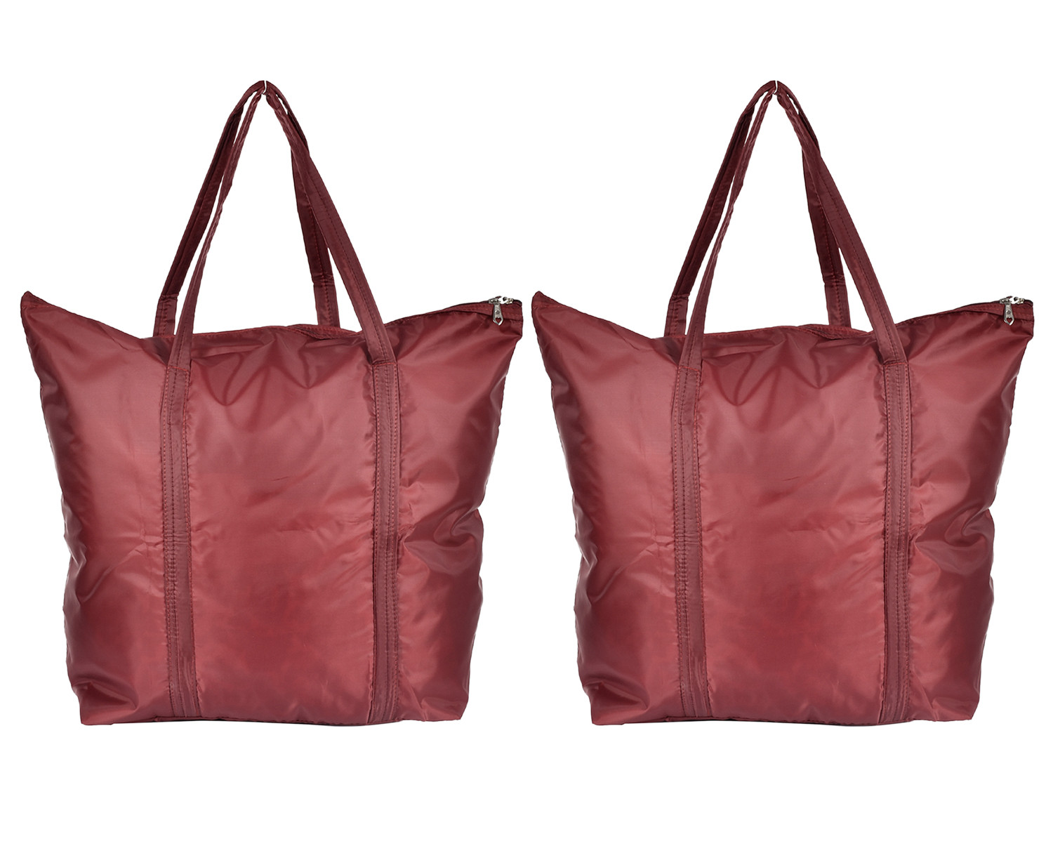 Kuber Industries Multiuses Polyster Storage Bag, Shopping Bag, Tote Bag, Cloth Bag With 1 Small Pocket & Handle (Maroon)-47KM01255