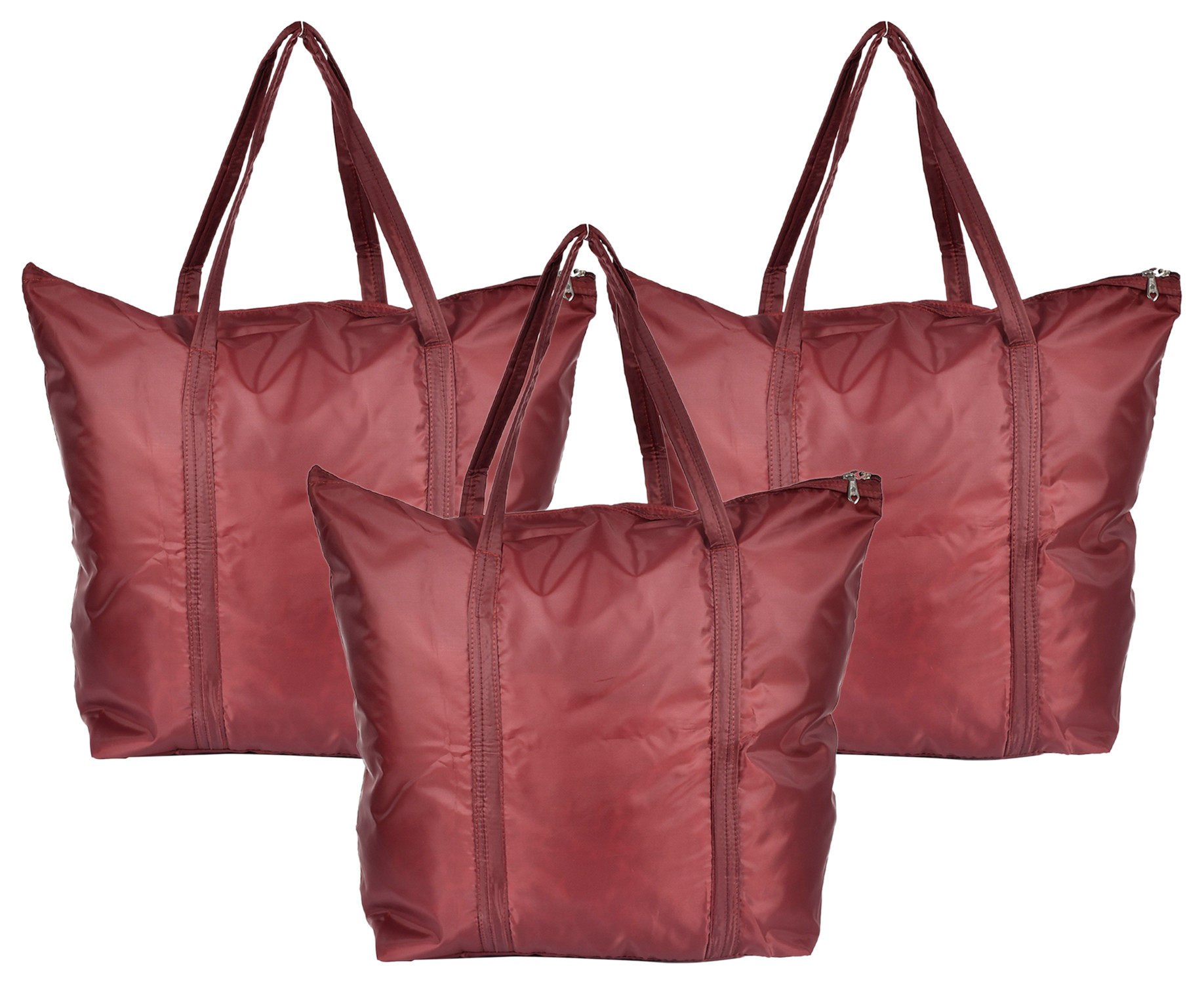 Kuber Industries Multiuses Polyster Storage Bag, Shopping Bag, Tote Bag, Cloth Bag With 1 Small Pocket & Handle (Maroon)-47KM01255