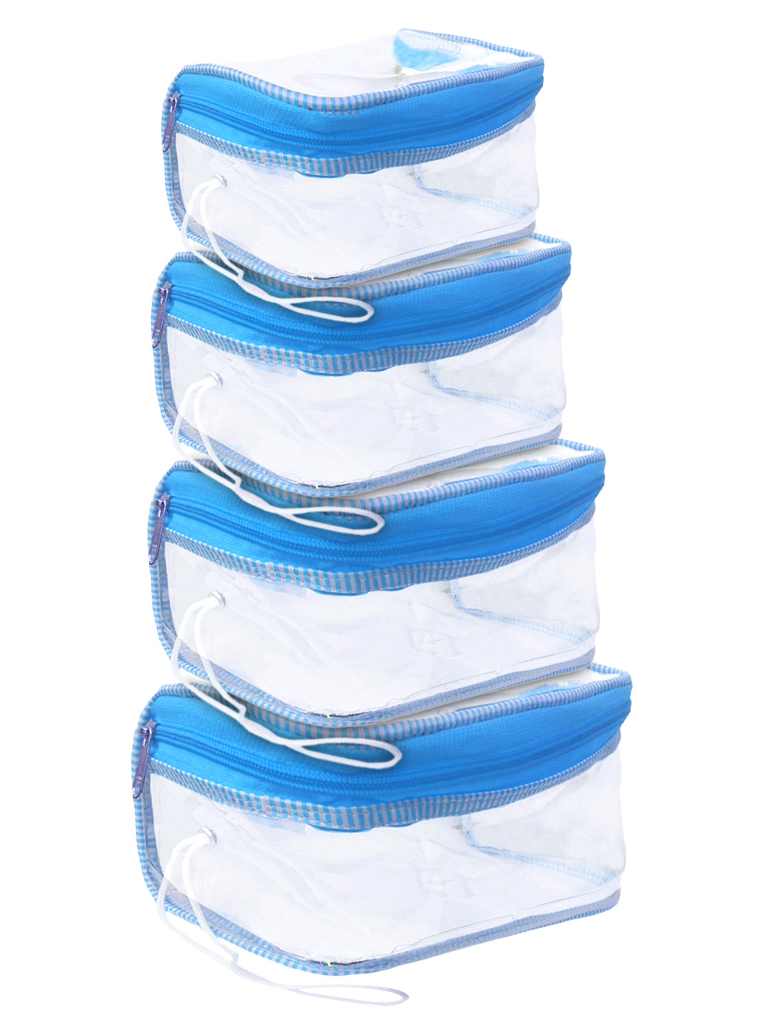 Kuber Industries Multiuses PVC Check Print Travel Toiletry Bag/Dopp Kit For Traveling Set of 4 (Transparent)