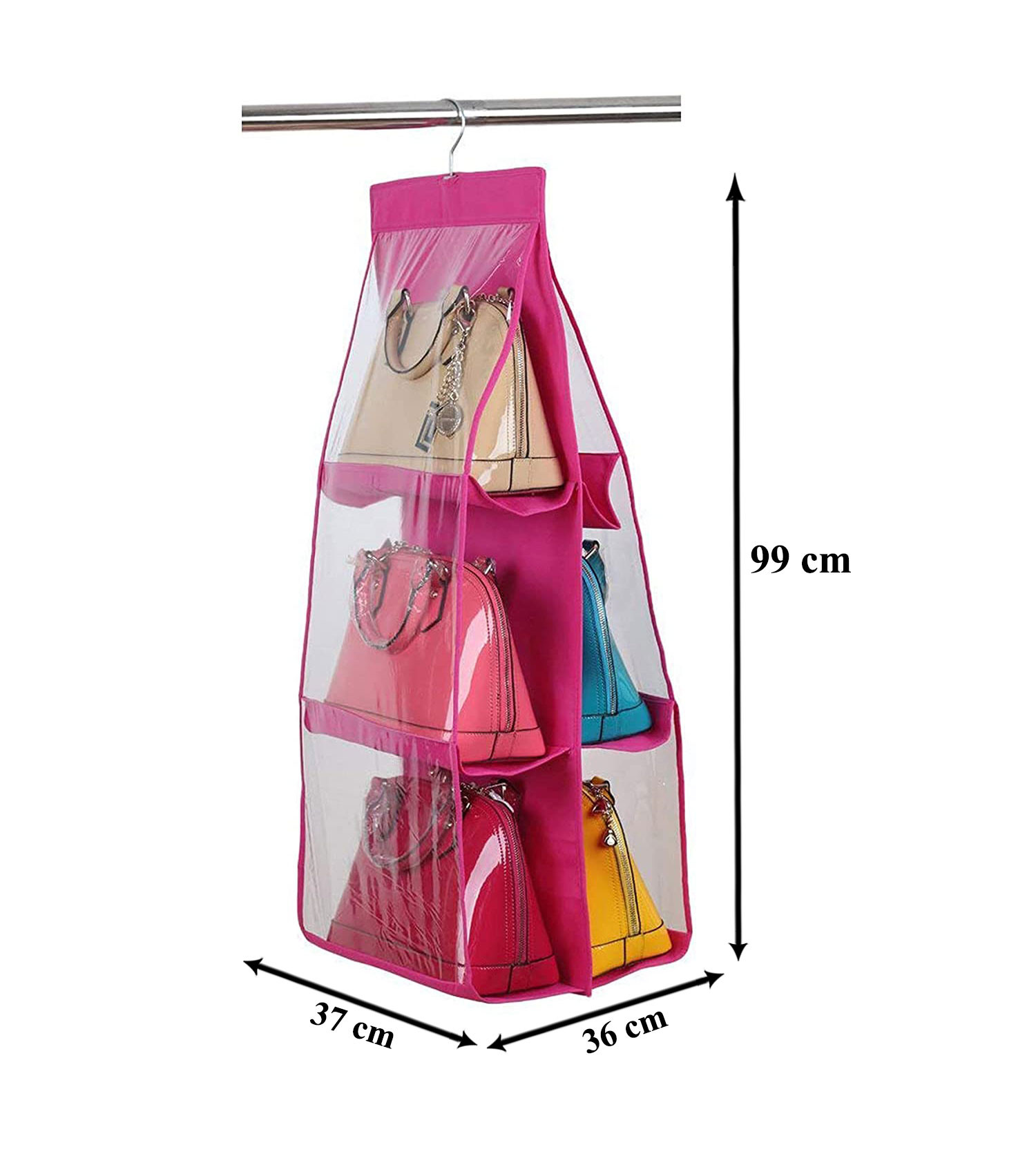 Kuber Industries Multiuses PVC Double Sided Hanging Organizer For Bedroom Living Room Pink
