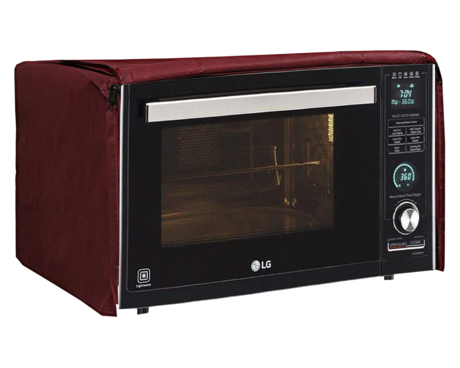 Kuber Industries Multiuses PVC Flower Print Microwave Oven Cover For Home & Kitchen 23 Ltr. (Maroon)