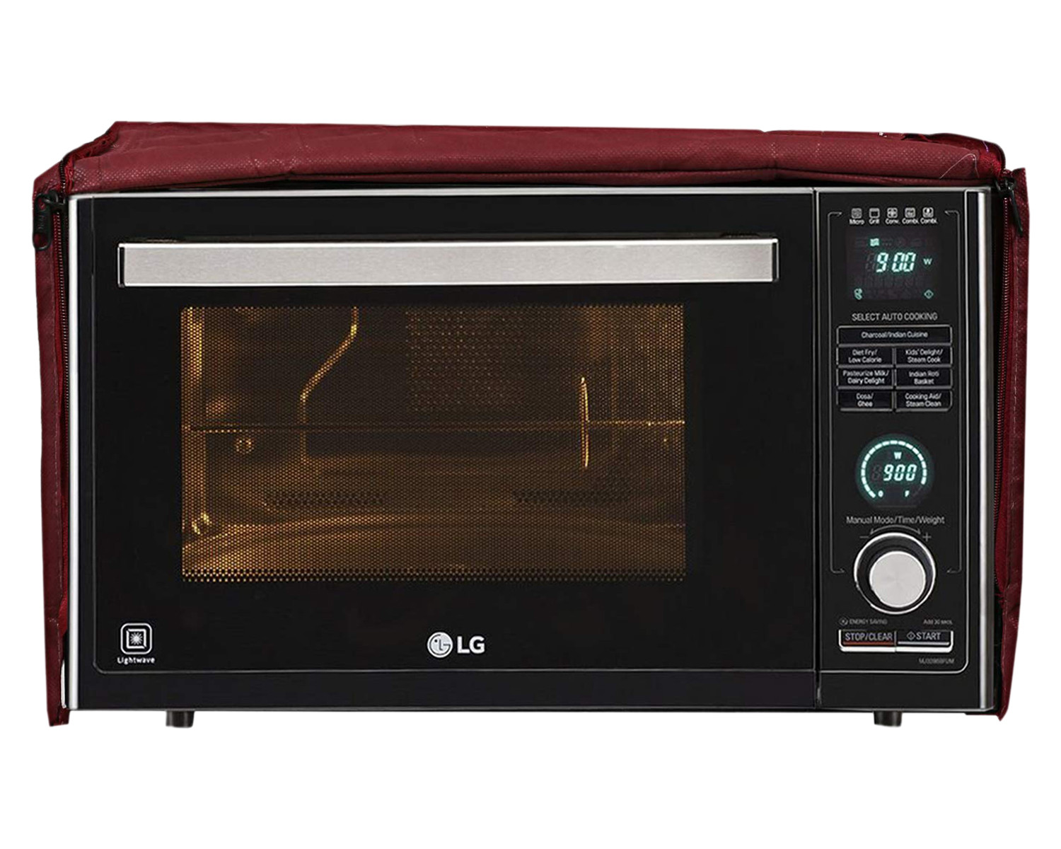Kuber Industries Multiuses PVC Flower Print Microwave Oven Cover For Home & Kitchen 25 Ltr. (Maroon)