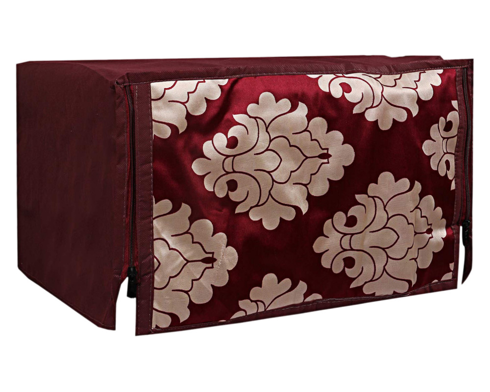 Kuber Industries Multiuses PVC Flower Print Microwave Oven Cover For Home &amp; Kitchen 30 Ltr. (Maroon)