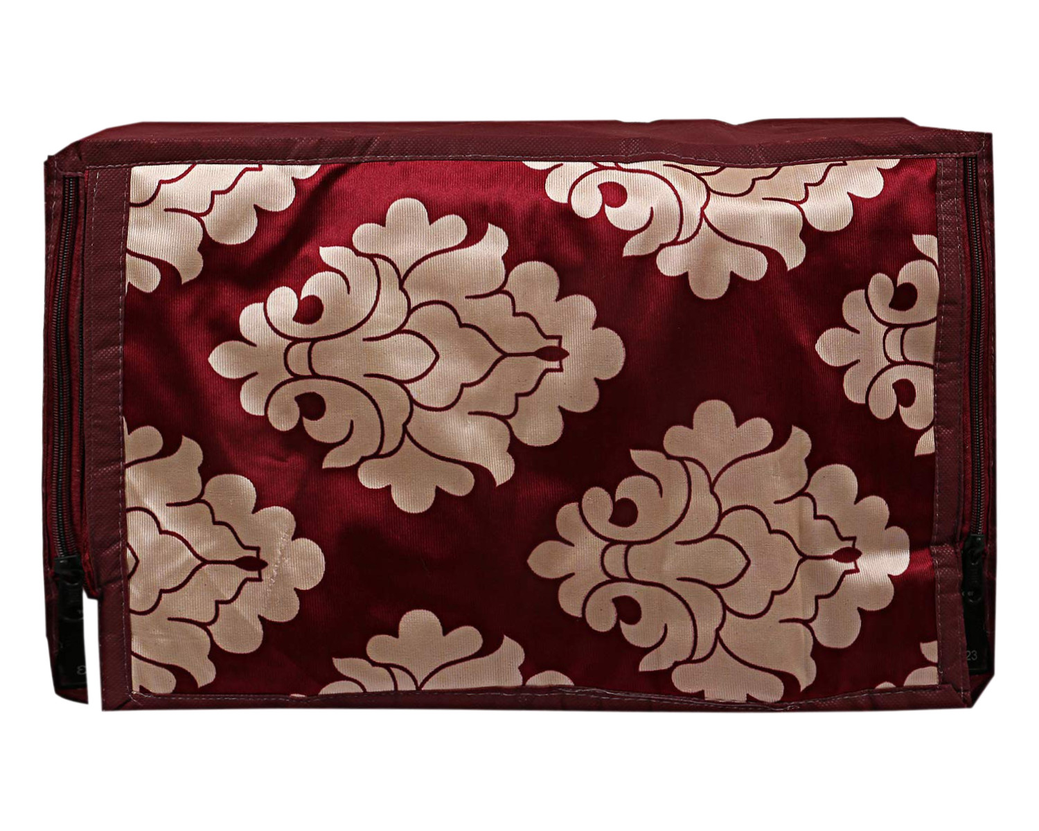 Kuber Industries Multiuses PVC Flower Print Microwave Oven Cover For Home & Kitchen 30 Ltr. (Maroon)