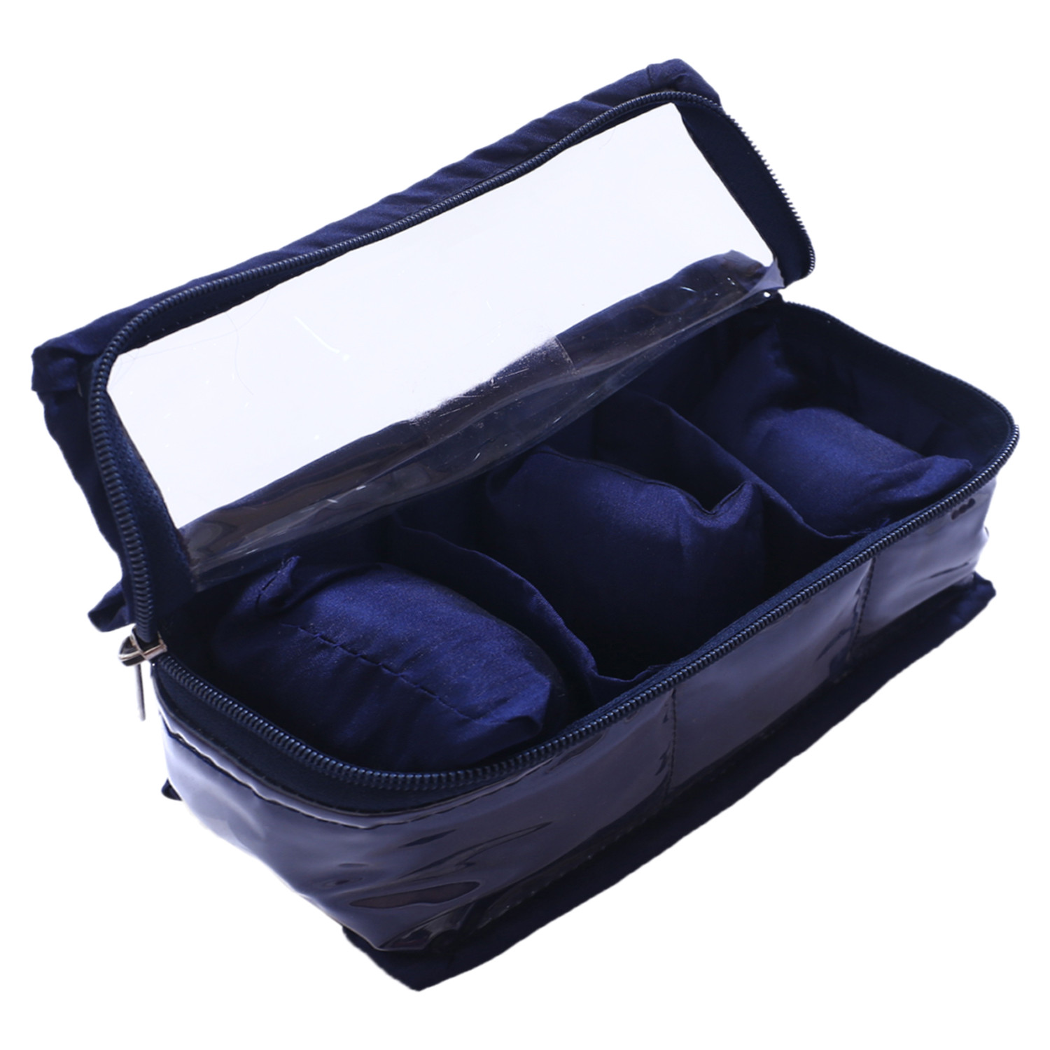 Kuber Industries Multiuses PVC Laminate 3 Case Watch Organizer/Bracelet Organizer For Watches, Bracelet (Blue)
