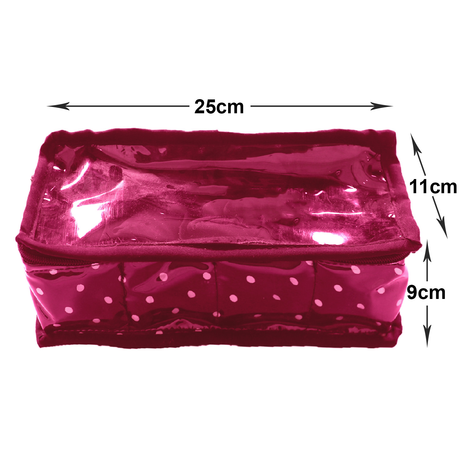 Kuber Industries Multiuses PVC Laminate Dot Print 4 Case Watch Organizer/Bracelet Organizer For Watches, Bracelet (Pink)