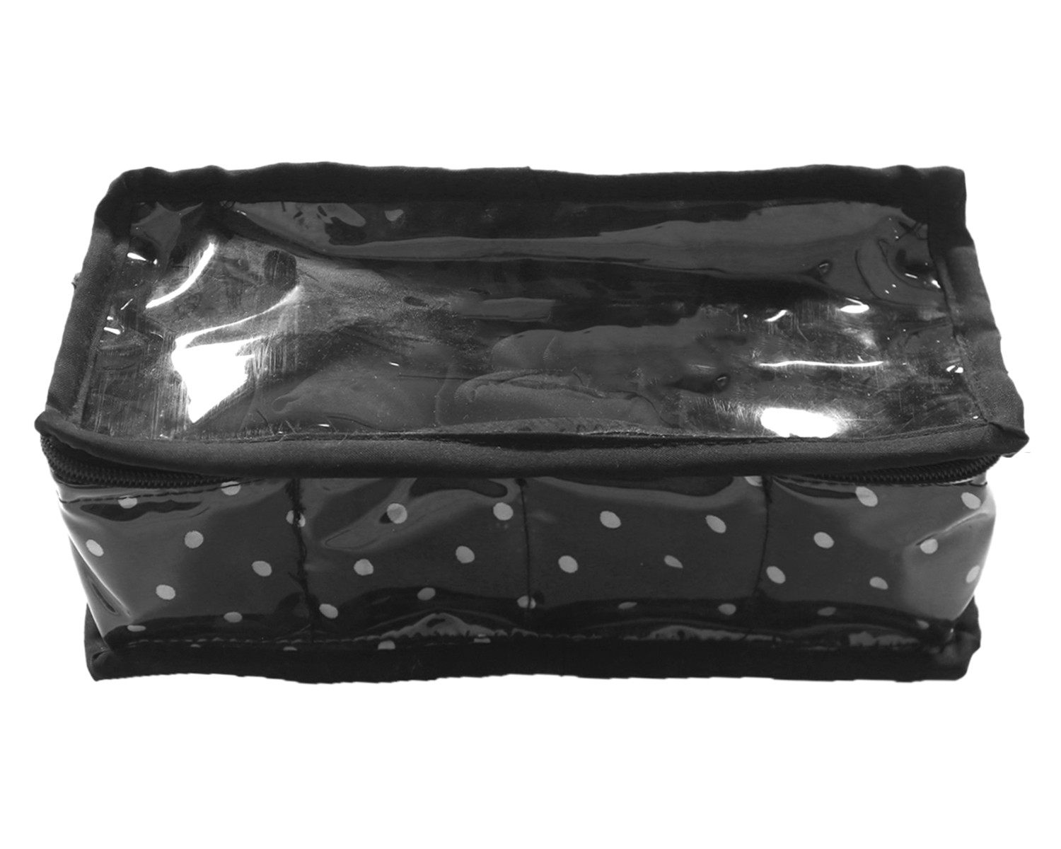 Kuber Industries Multiuses PVC Laminate Dot Print 4 Case Watch Organizer/Bracelet Organizer For Watches, Bracelet (Black)