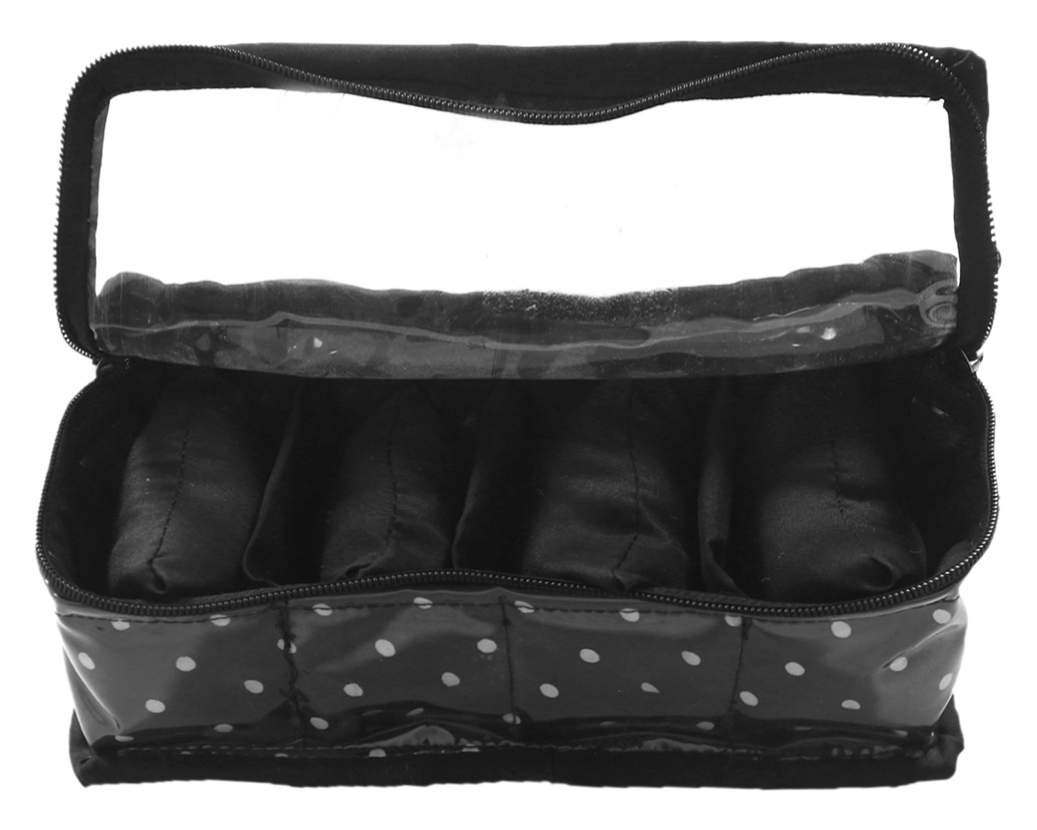 Kuber Industries Multiuses PVC Laminate Dot Print 4 Case Watch Organizer/Bracelet Organizer For Watches, Bracelet (Black)