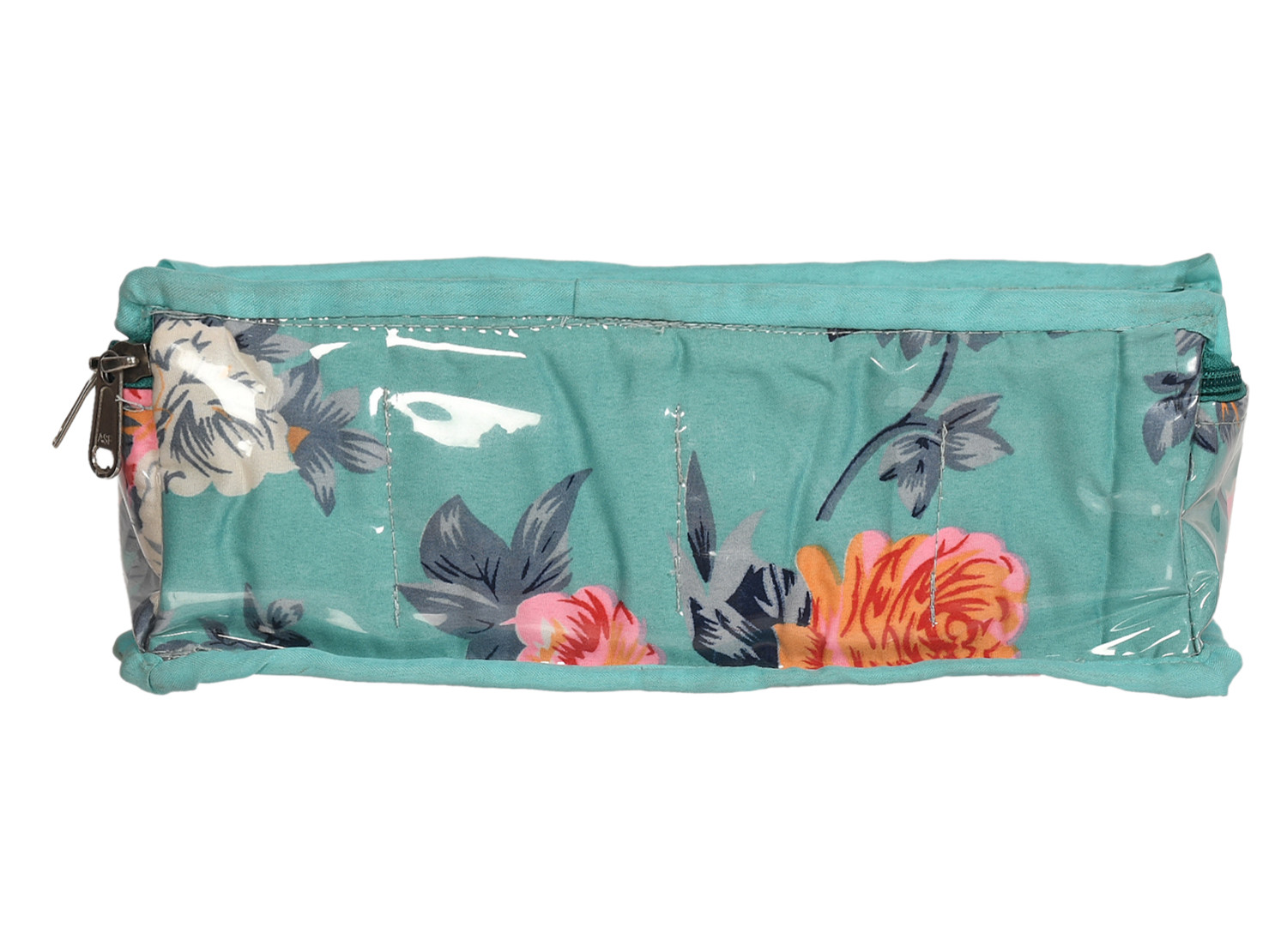 Kuber Industries Multiuses PVC Laminate Flower Print 4 Case Watch Organizer/Bracelet Organizer For Watches, Bracelet (Turquoise) 54KM4299