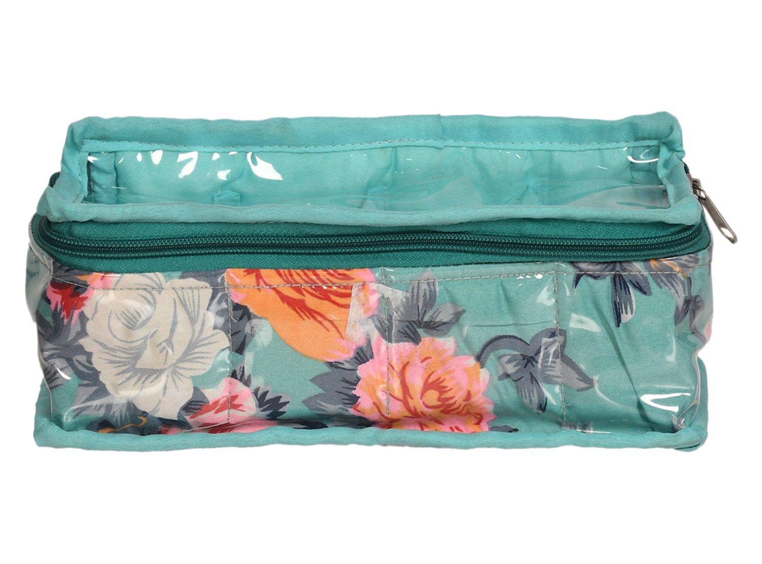 Kuber Industries Multiuses PVC Laminate Flower Print 4 Case Watch Organizer/Bracelet Organizer For Watches, Bracelet (Turquoise) 54KM4299