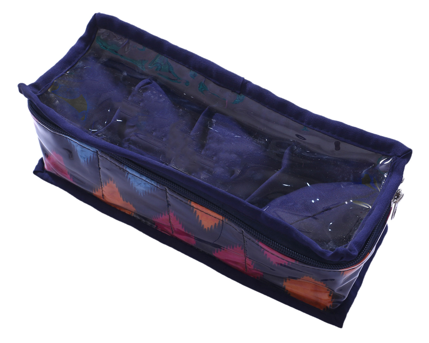 Kuber Industries Multiuses PVC Laminate Navajo Print 4 Case Watch Organizer/Bracelet Organizer For Watches, Bracelet (Blue)