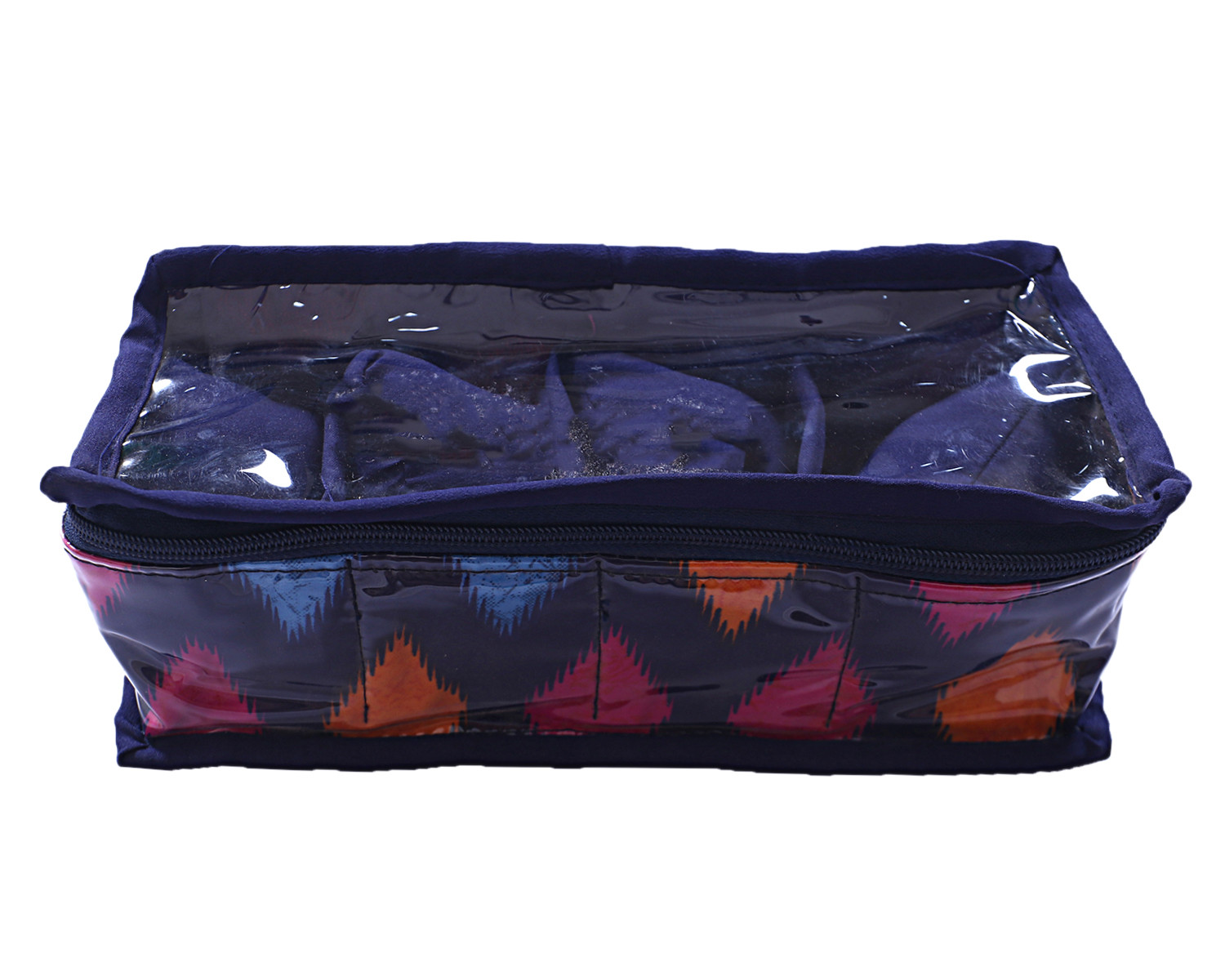 Kuber Industries Multiuses PVC Laminate Navajo Print 4 Case Watch Organizer/Bracelet Organizer For Watches, Bracelet (Blue)