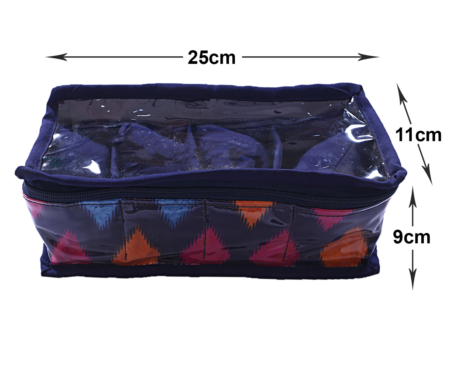 Kuber Industries Multiuses PVC Laminate Navajo Print 4 Case Watch Organizer/Bracelet Organizer For Watches, Bracelet (Blue)