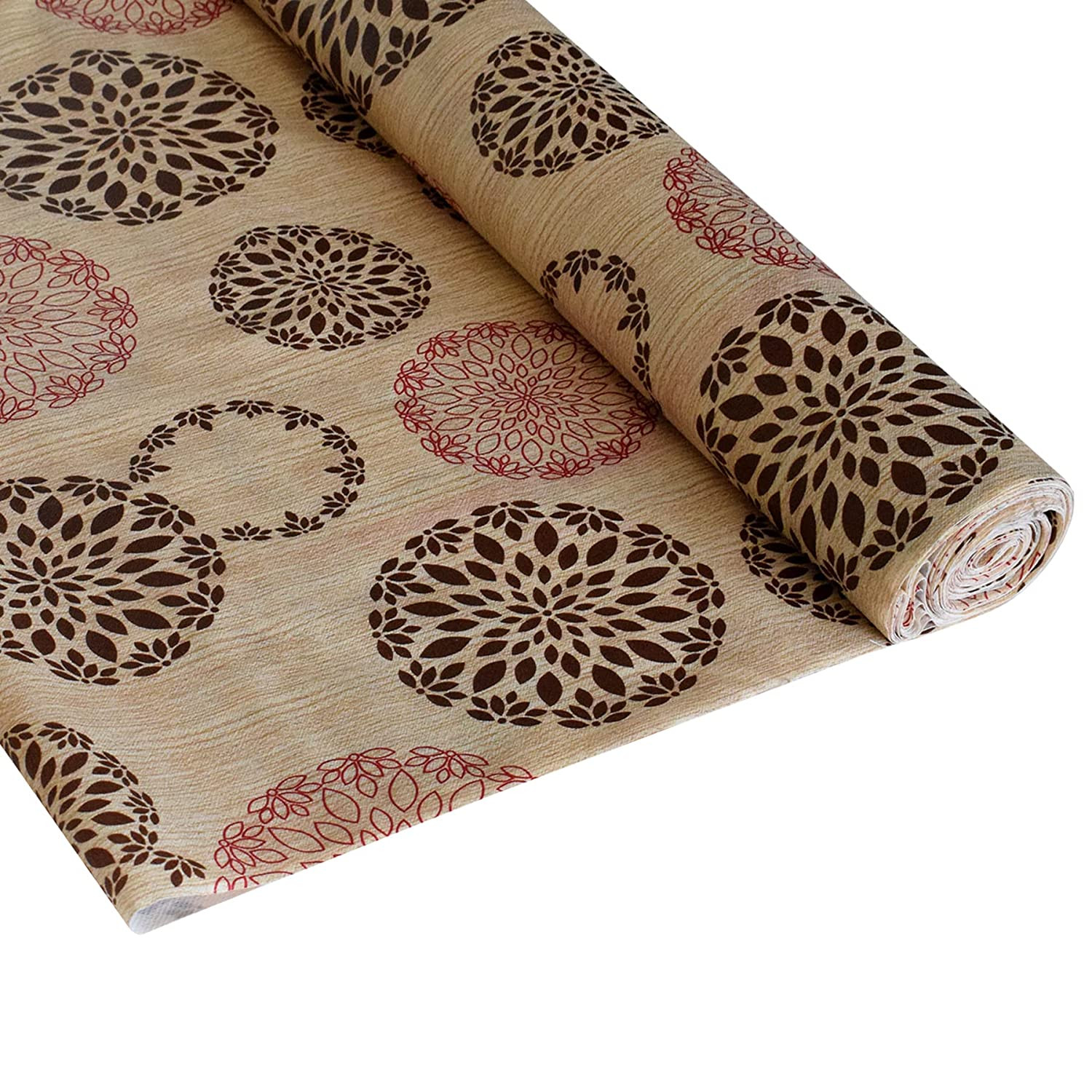 Kuber Industries Multiuses Rangoli Print Shelf Liners for Kitchen Shelves, cupboards, Wardrobe, Drawer, 10 Mtr (Beige)