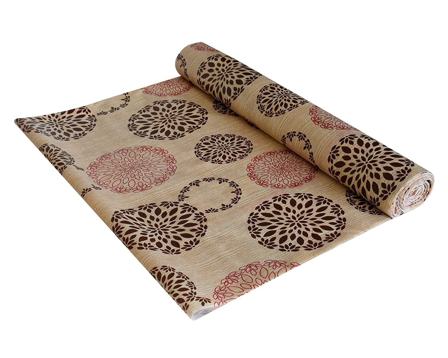 Kuber Industries Multiuses Rangoli Print Shelf Liners for Kitchen Shelves, cupboards, Wardrobe, Drawer, 10 Mtr (Beige)