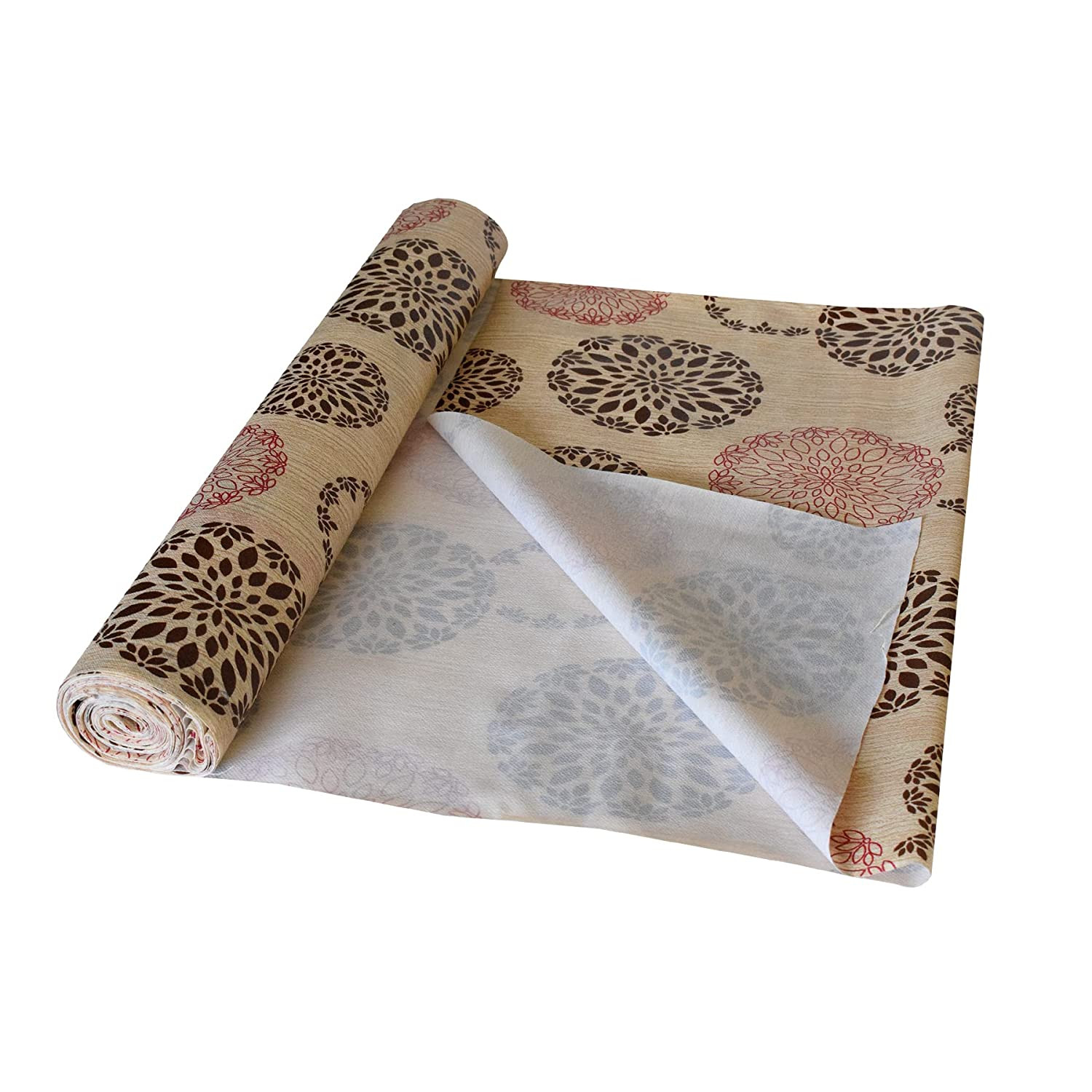 Kuber Industries Multiuses Rangoli Print Shelf Liners for Kitchen Shelves, cupboards, Wardrobe, Drawer, 10 Mtr (Beige)