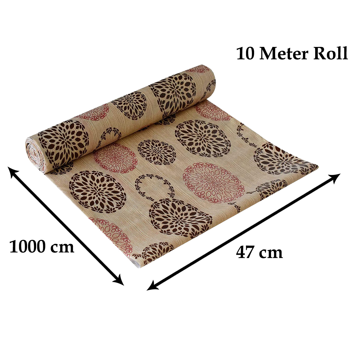 Kuber Industries Multiuses Rangoli Print Shelf Liners for Kitchen Shelves, cupboards, Wardrobe, Drawer, 10 Mtr (Beige)