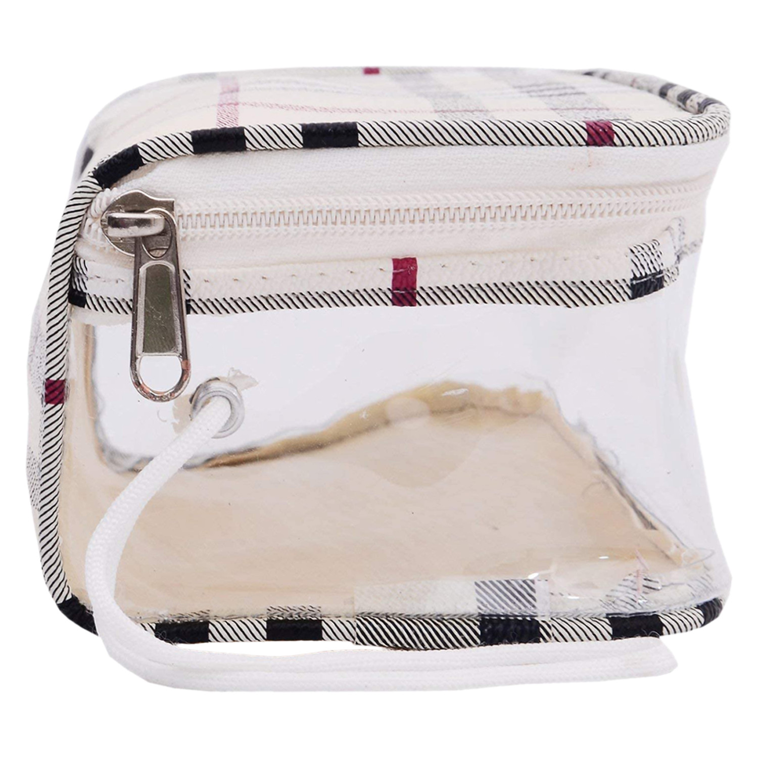 Kuber Industries Multiuses Rexine Check Print Travel Toiletry Bag/Dopp Kit For Traveling Set of 4 (White)
