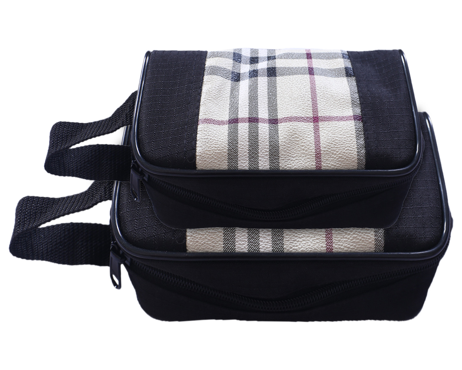 Kuber Industries Multiuses Rexine Check Print Travel Toiletry Bag/Dopp Kit For Traveling(Black)