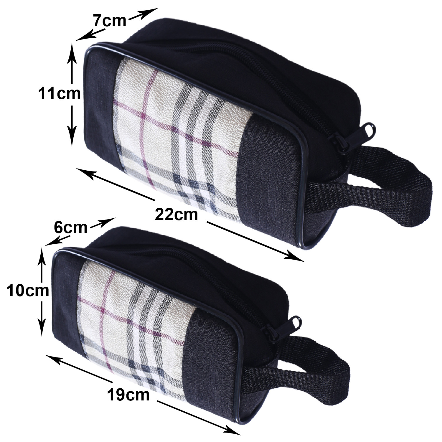 Kuber Industries Multiuses Rexine Check Print Travel Toiletry Bag/Dopp Kit For Traveling(Black)