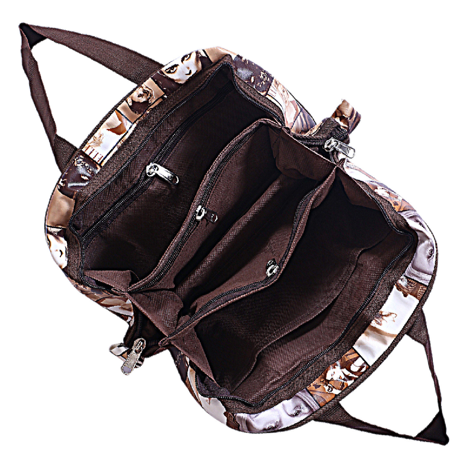 Kuber Industries Multiuses Rexine Women Print Travel Toiletry Bag/Dopp Kit For Traveling (Brown)